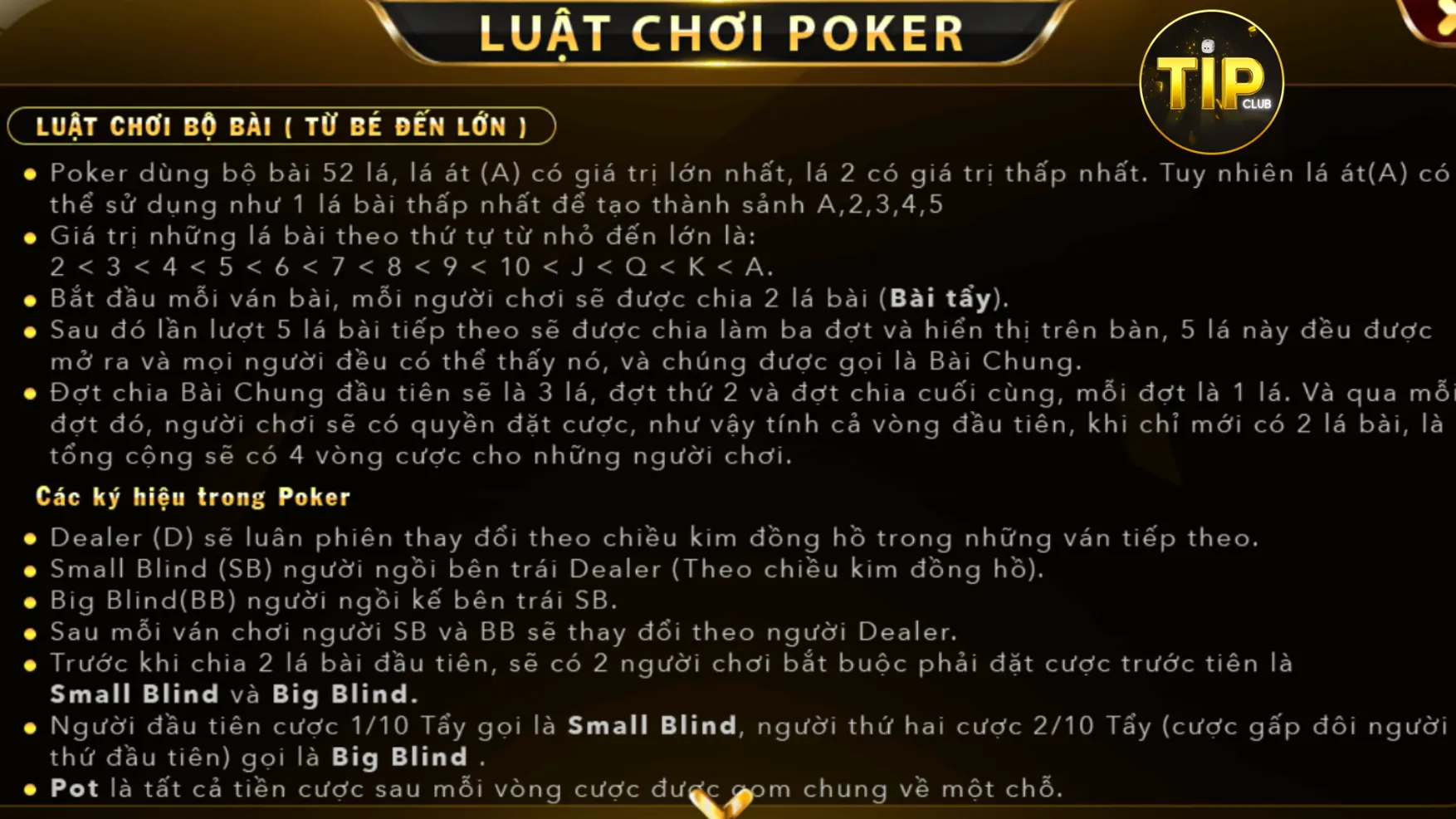 Luật chơi Poker chi tiết tại TipClub Luật chơi Poker chi tiết tại TipClub